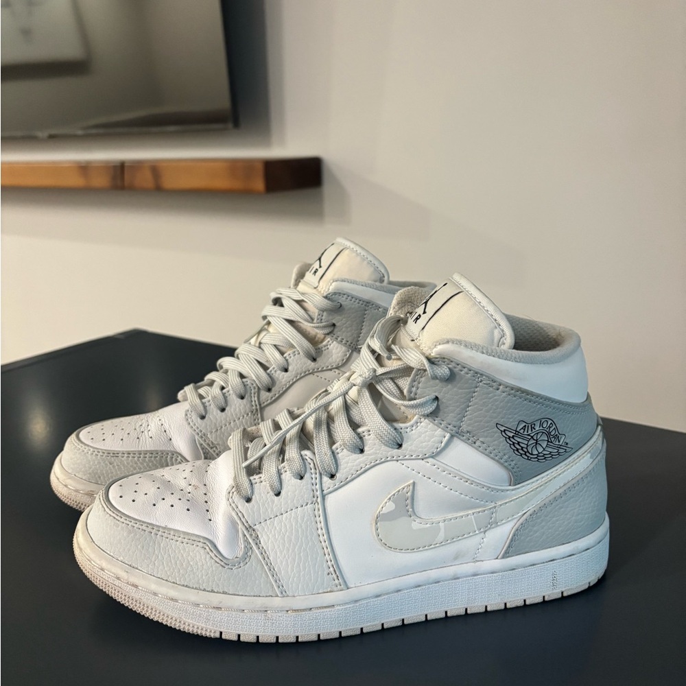 White and Gray High-Top Nike Air Sneakers
